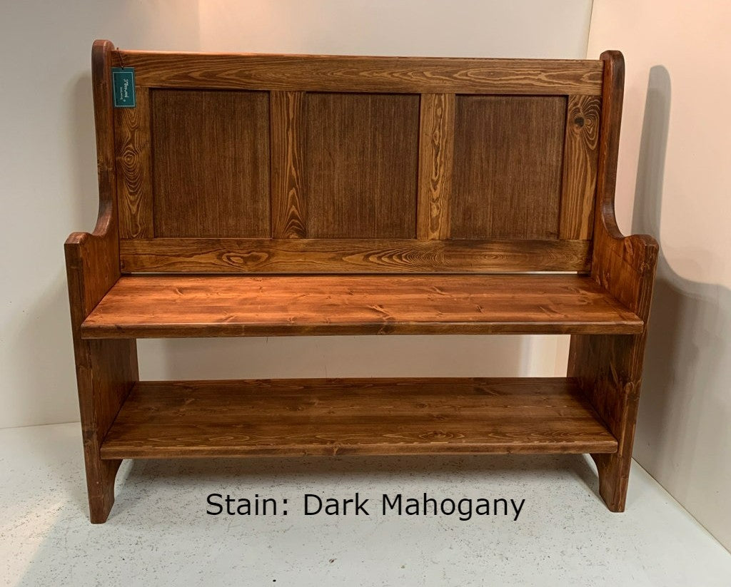 Shaker Style Pew with Lower Shelf