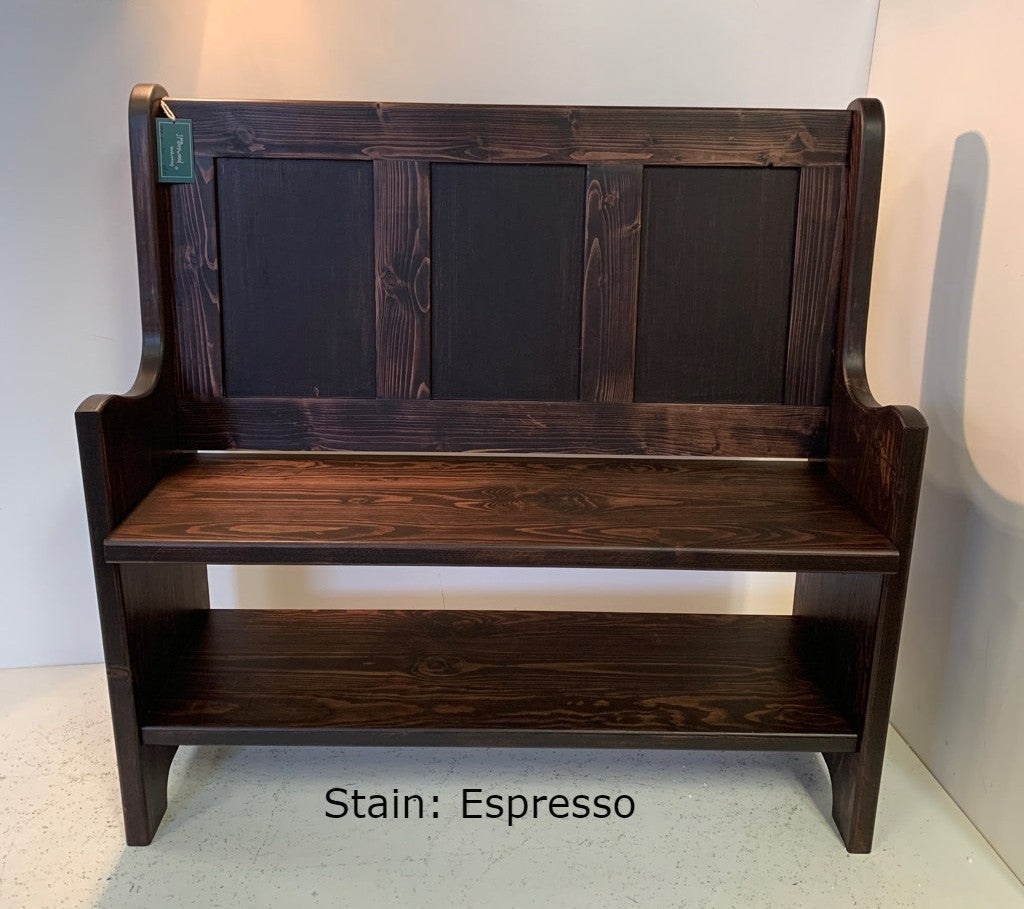 Shaker Style Pew with Lower Shelf