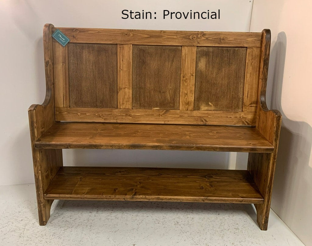 Shaker Style Pew with Lower Shelf